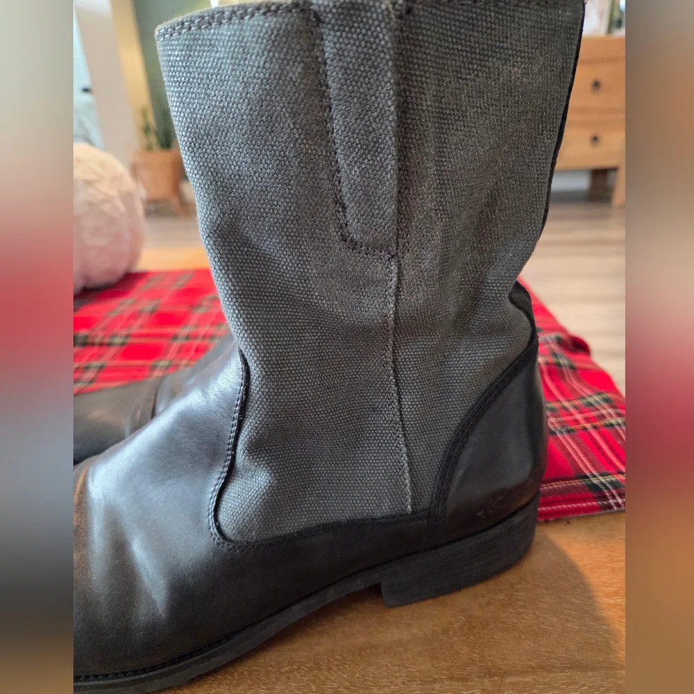 KENNETH COLE MEN'S PERFECT TIMING BLACK SUDE ZIPPER LEATHER BOOTS SIZE 9.5